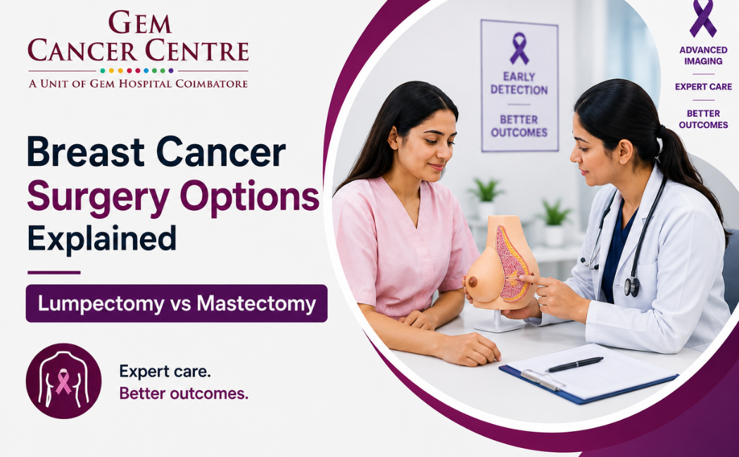 Breast cancer surgery options including lumpectomy and mastectomy explained
